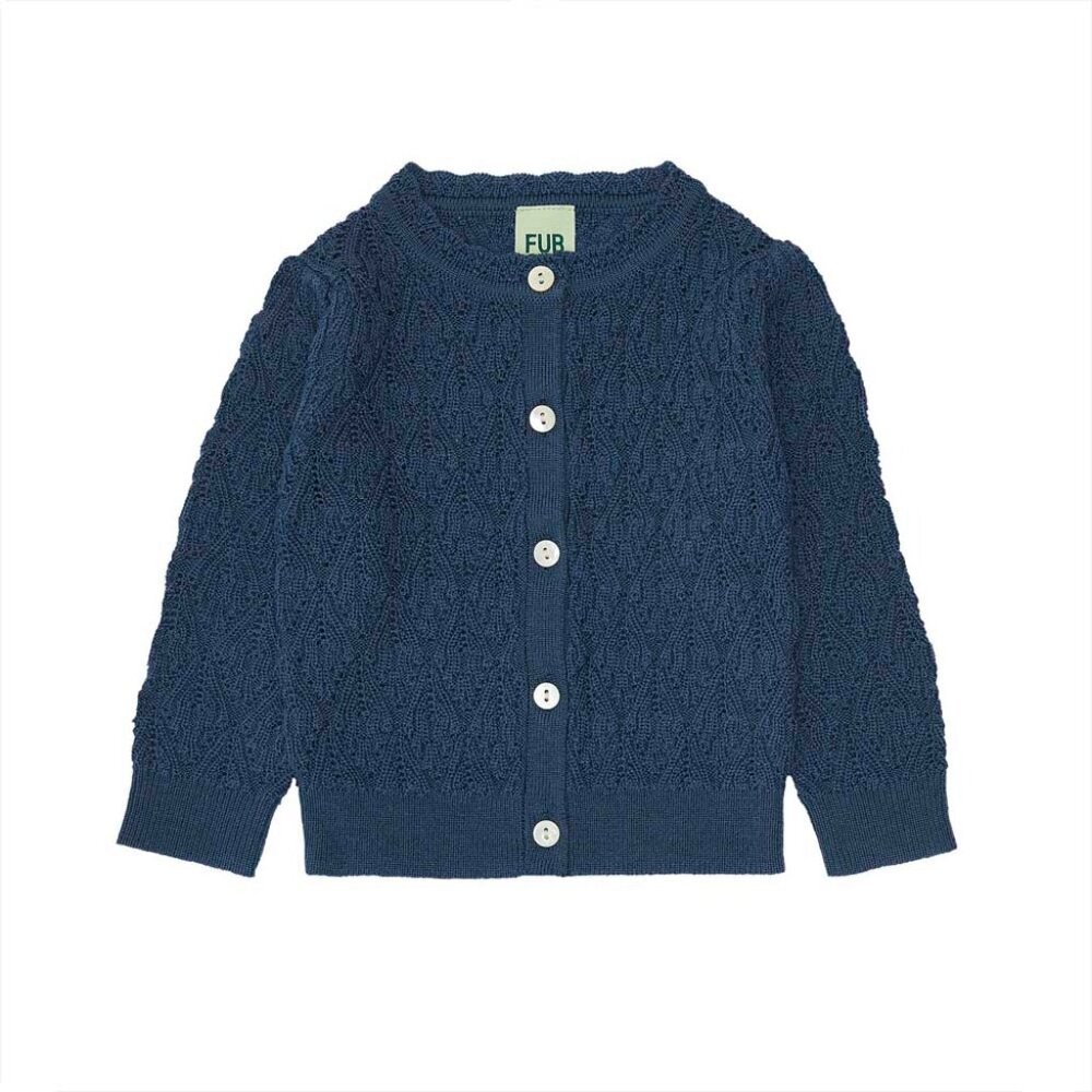 Baby Pointelle & Lace Cardigan - Indigo
